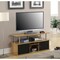 50-inch TV Stand Light Oak Black Wood Finish with 3 Cabinets and Doors